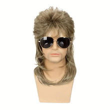 Phocas Mens Wig Brown Wigs for Men Mullet Wig with Bangs 70s 80s Male Wig