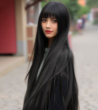 FH 40 inches Natural Straight Wig Syntheytic Fiber black for Women Long Wig P15341