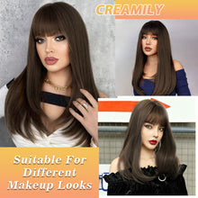 FH Long Hair Wig for Women Synthetich Hair Natural (Dark Brown 19