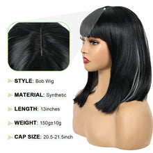 FH P14938K Two Sides Highlight  Short Bob Wig Straight Synthetic Hair with Bangs