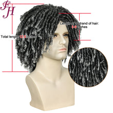 FH Afro Wigs - Grey Dreadlocks Short Twist Crochet Hair Synthetic Braided Wigs p14653