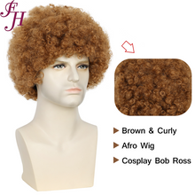 FH Brown Afro Wig -Men's 70s 80s Disco Wigs for Halloween & Cosplay   p14176