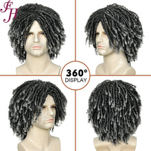 FH Afro Wigs - Grey Dreadlocks Short Twist Crochet Hair Synthetic Braided Wigs p14653