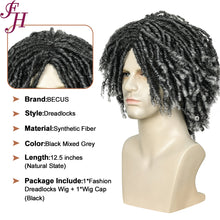 FH Afro Wigs - Grey Dreadlocks Short Twist Crochet Hair Synthetic Braided Wigs p14653