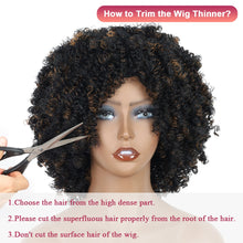 FH Afro Curly Wigs Fluffy Kinky Curly Hair Wig Synthetic Soft Hair Short Curly Wig 10Inch