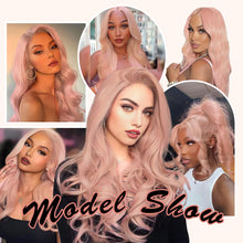 FH Pink Lace Front Wig Long Wavy Synthetic Wig 13x3 Synthetic Lace Front Wigs 26 inch P15604