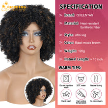 FH Afro Curly Wigs Fluffy Kinky Curly Hair Wig Synthetic Soft Hair Short Curly Wig 10Inch