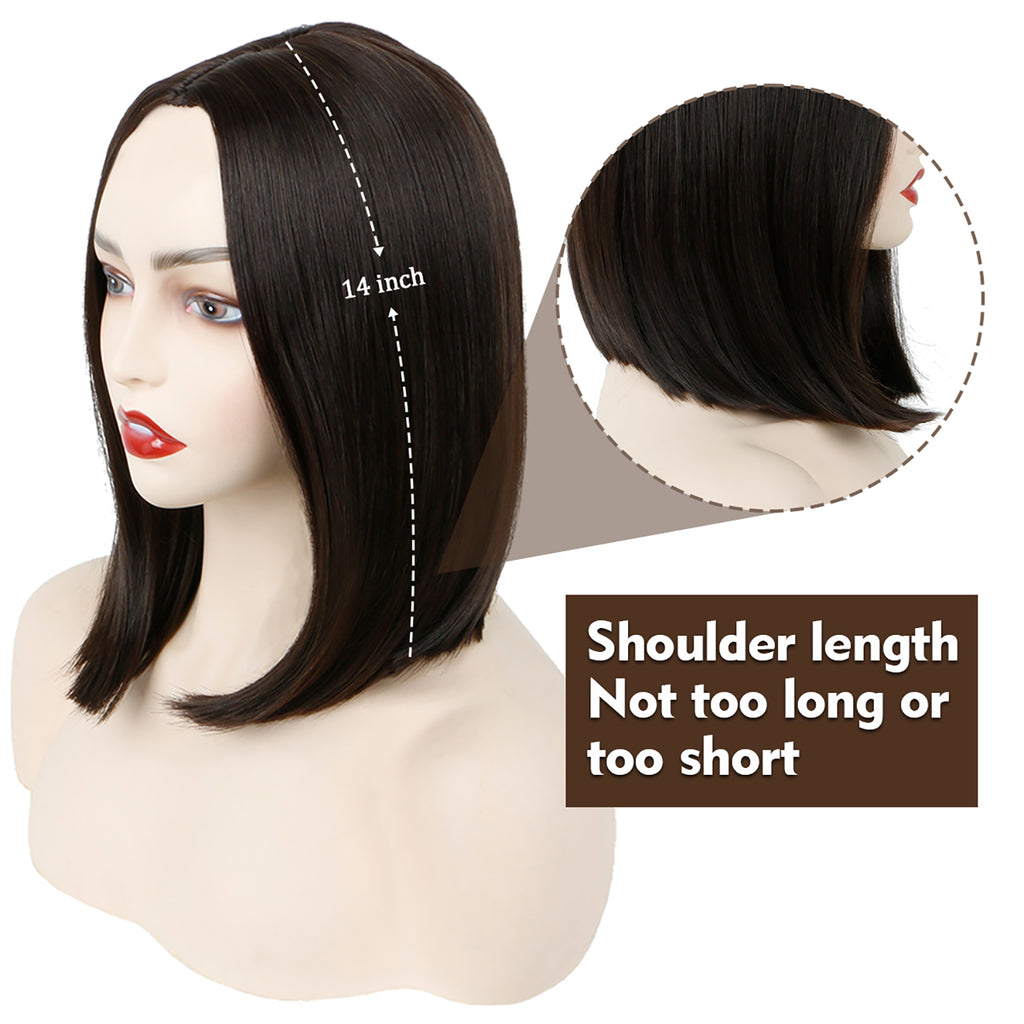 Phocas 14inch Short Brown Bob Wigs for Women Natural Straight Bob Wig