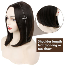 Lakihair 14inch Human Hair Wig Short Bob Wig with Bangs Brown Wigs for Women