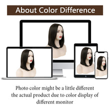 Lakihair 14inch Human Hair Wig Short Bob Wig with Bangs Brown Wigs for Women