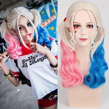 FH Long Pink and Blue Wigs, Colorful Cosplay Halloween Wig synthetic hair P14893