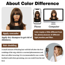 Load image into Gallery viewer, Lakihair 14&quot; Short Brown Bob Wig with Bangs Shoulder Length Straight Bob Wigs for Women Wefted Wig Cap