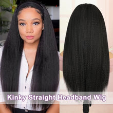 FH Headband wigs Long kinky straight wig Natural black wig/ Blackheadband 19'' P15320