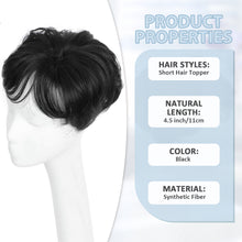 P14882 Short Hair Toppers for Women Pixie Cut Hair Pieces Natural Synthetic Hair-Black