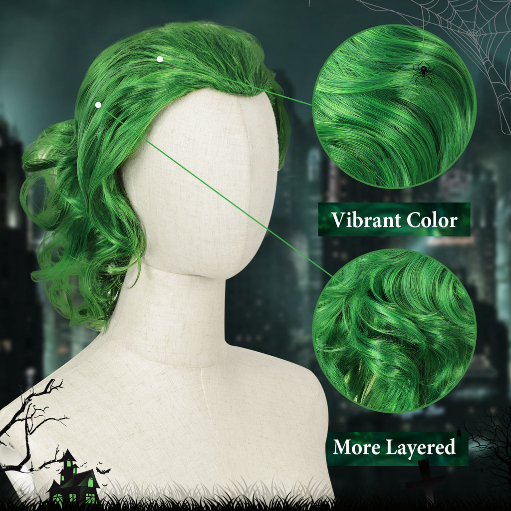 Phocas Short Green Wigs for Men Mens Wig Clown Wig 70s 80s Male Wig