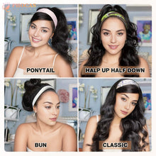 FH 14 Inch Silver Grey Wavy Headband Wig Synthetic Heat Resistant Deep Wave Hair  P15960