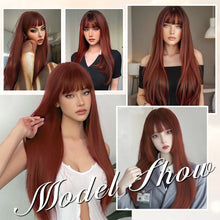 FH Natural Straight Wig Syntheytic Fiber  #99J for Women Extra-length burgundy Hair Wig P15772