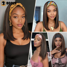 FH Brown Wigs Long Straight Headband Wig 19