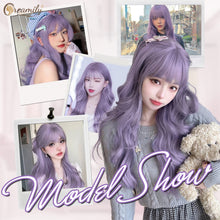 FH 21 inches Cosplay Light Curly Hair Wig Synthetic fiber wig purple P14958