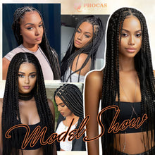 FH Box Braid Wig, 40'' Curly Knotless Braided Wig with Baby Hair P15239