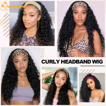 FH Curly Headband Wigs Synthetic Curly Headband Wig 13 inch Deep Wave Head (Natural Black)P15936