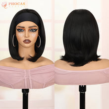 FH 12 Inch Headband Wigs Black Natural Straight Synthetic Heat Resistant Hair (#1B)  p15322