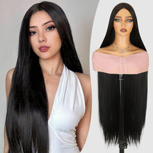 FH 40 inches Natural Straight Wig Syntheytic Fiber black for Women Extra-length Black Hair WigP15692a