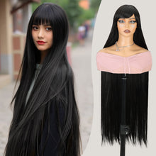 FH 40 inches Natural Straight Wig Syntheytic Fiber black for Women Long Wig P15341