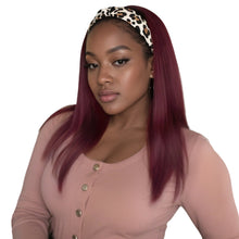FH 18 Inch Long Straight Burgundy Headband Wigs Natural Synthetic P16028