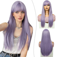 FH Long Straight Wig Synthetic Hair with Bangs-6 Colors