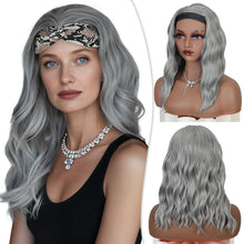 FH 14 Inch Silver Grey Wavy Headband Wig Synthetic Heat Resistant Deep Wave Hair  P15960