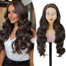 FH 26 Inch13x3 Synthetic Wig Dark Brow Long Body Wave HD Lace Frontal Wigs P15612