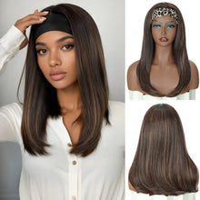 FH Brown Wigs Long Straight Headband Wig 19