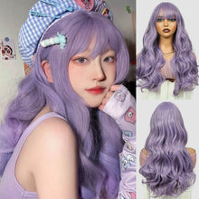 FH 21 inches Cosplay Light Curly Hair Wig Synthetic fiber wig purple P14958