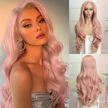 FH Pink Lace Front Wig Long Wavy Synthetic Wig 13x3 Synthetic Lace Front Wigs 26 inch P15604