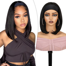 FH 12 Inch Headband Wigs Black Natural Straight Synthetic Heat Resistant Hair (#1B)  p15322