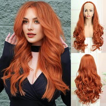 FH Ginger Orange Lace Front Wig Long Wavy Synthetic Wig 13x3 Synthetic Lace Front Wigs 30 inch P15608