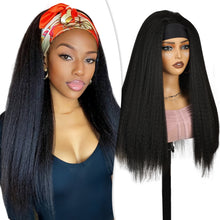 FH Headband wigs Long kinky straight wig Natural black wig/ Blackheadband 19'' P15320