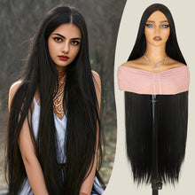 FH 40 inches Natural Straight Wig Syntheytic Fiber black for Women Extra-length Black Hair WigP15692a