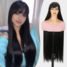 FH 40 inches Natural Straight Wig Syntheytic Fiber black for Women Long Wig P15341