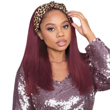 FH 18 Inch Long Straight Burgundy Headband Wigs Natural Synthetic P16028