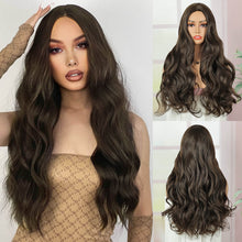 FH 26inches Long Wigs for Women Long Wavy Synthettic Fiber brown wig cap P14955