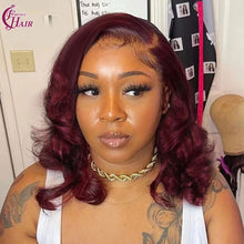 FH 300% 13x4 bouncy loose glueless lace frontal wig 100% Human Hair Lace Wig color #99j