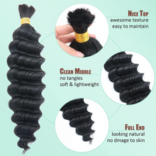 Fantasy Hair Boho Braiding Hair Bulk  1 bundle- 100g Deep Wave #1 Jet Black 100% Human Hair for Braiding,12-24inches.