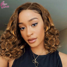 FH 300% 13x4 bouncy loose glueless lace frontal wig 100% Human Hair Lace Wig color #4-30
