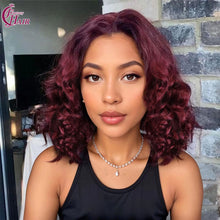 FH 300% 13x4 bouncy loose glueless lace frontal wig 100% Human Hair Lace Wig color #99j