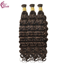 FH hair bundle no weft Italian curly Human Hair Braiding Bulk #4 Chocolate Brown Deep Wave For Goddess Braids & Wigs