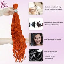 FH hair bundle no weft Water Wave Bulk Human Hair #350 Copper Red - Premium Braiding Hair for Styling