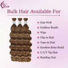 FH hair bundle no weft Loose Deep Wave Braiding Hair Bulk #30 Copper Brown - 100% Human Hair for Knotless Boho Braids