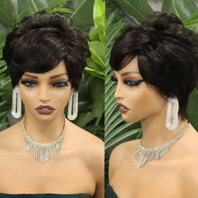 FH 100% human hair wig 8 inches machine made wig short curly wig